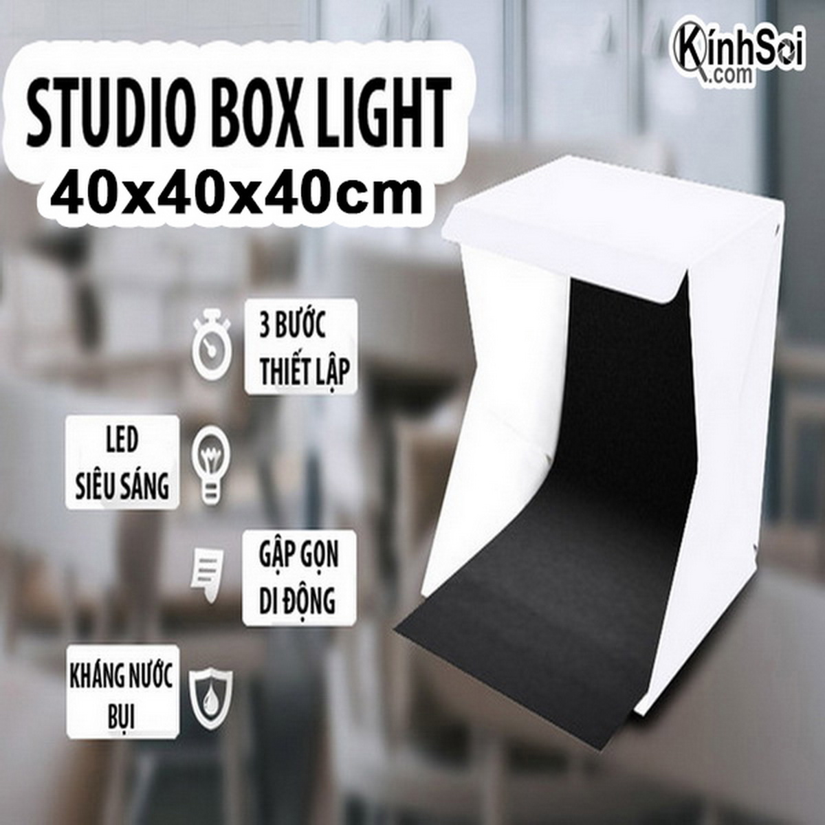 Hộp chụp sản phẩm di động - Studio Box Light 40x40x40cm