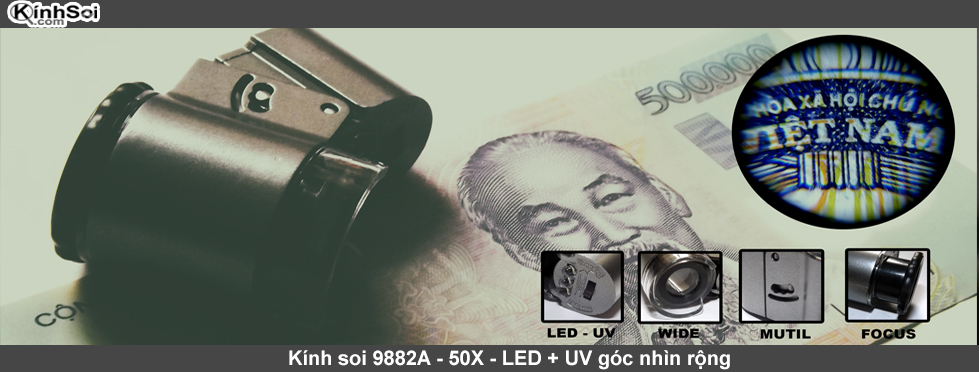 Kính lúp 9882A - 50X LED + UV Góc nhìn rộng